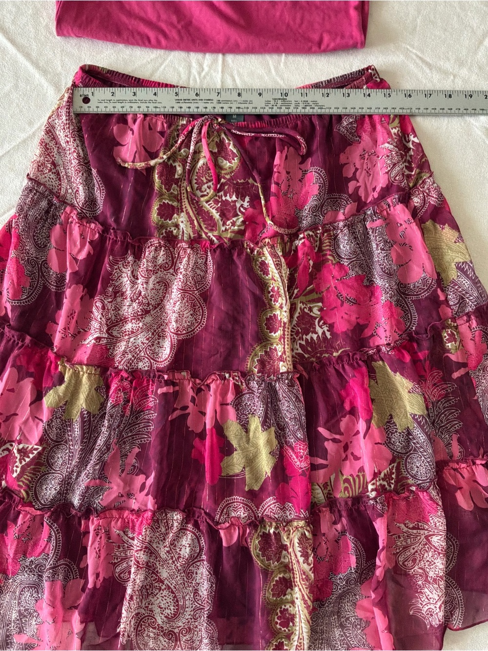 ******* Hot Pink Tee with Floral Tiered Maxi Skirt b7 ******* - Picture 5 of 9